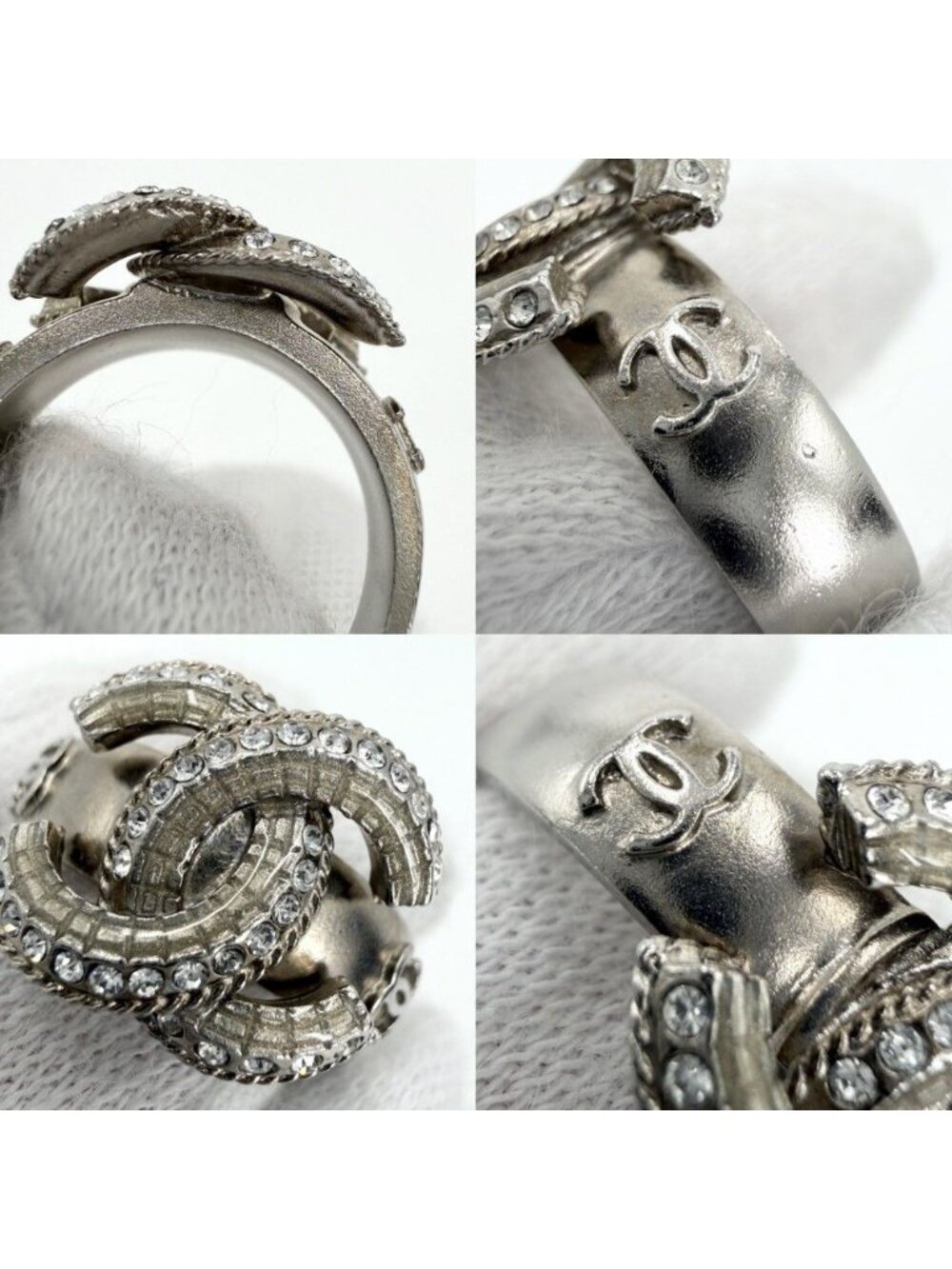 Chanel Ring CC Logo Rhinestone 14k - Picture 6 of 7